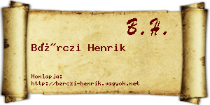 Bérczi Henrik névjegykártya
